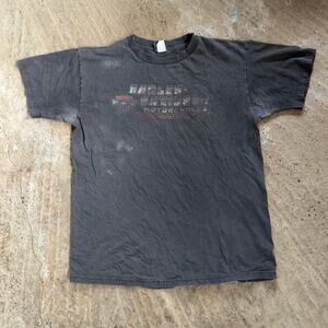 Vintage 90s Harley Davidson Shirt Black Biker Walker's Cafe Salem Oregon XL Fade